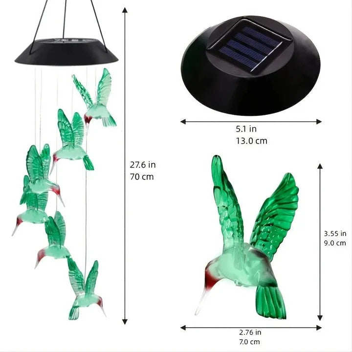 Wind Chimes with Solar Power Collection and Internal Alvore