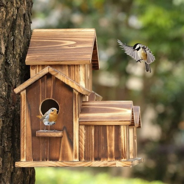 Wooden Tree Birdhouse with 6 Holes Alvore