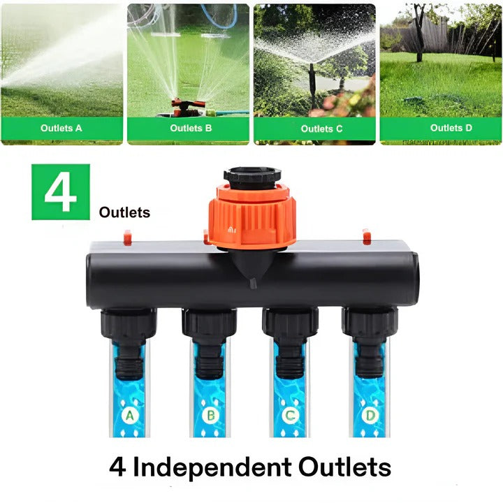 4-Way Metal Garden Hose Splitter Alvore