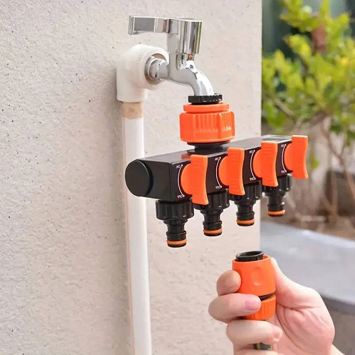 4-Way Metal Garden Hose Splitter Alvore