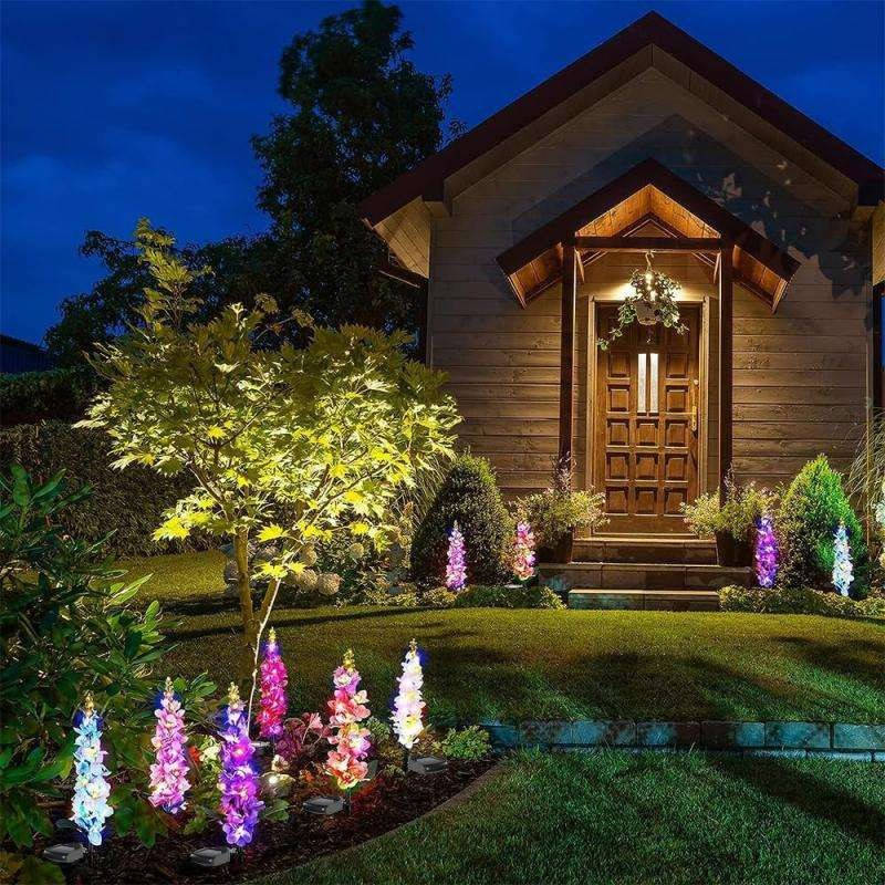 4 Pack Upgraded Delphinium Solar Garden Lights Alvore